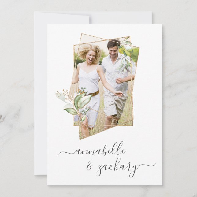 *~* Botanical  PHOTO + RSVP +  QR AR6 Wedding Invi Invitation (Front)