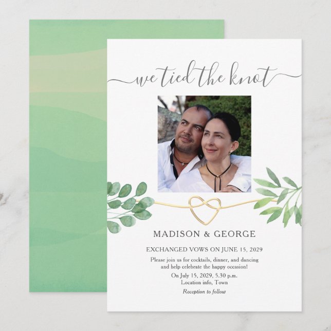 Botanical Photo Wedding Reception  Invitation (Front/Back)
