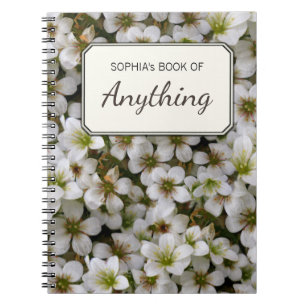 Botanical Photo White Garden Flowers Personalised Notebook