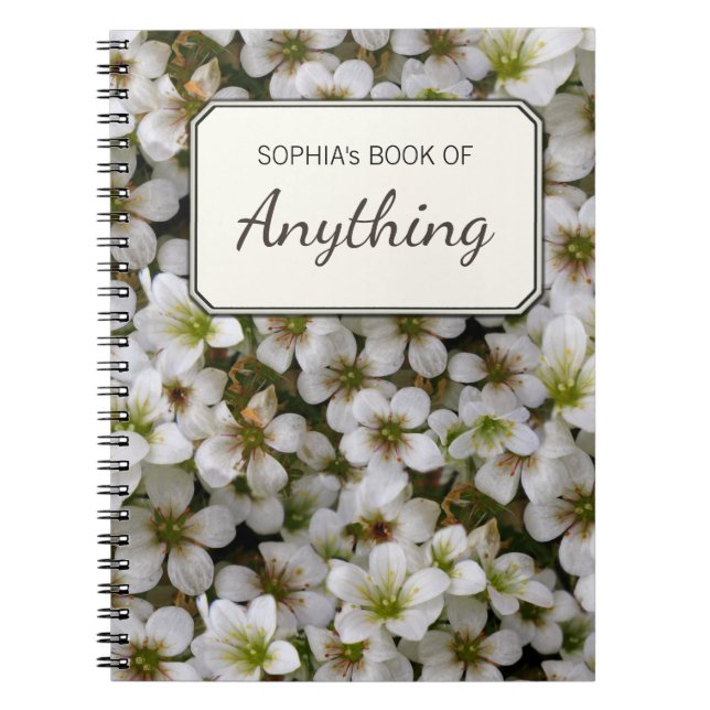 Botanical Photo White Garden Flowers Personalised Notebook (Front)