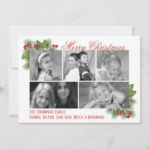 Botanical Pine Multi Photo Christmas Photo Card