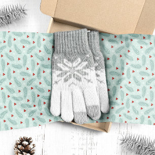 Botanical Pine Needles and Berries Christmas  Tissue Paper