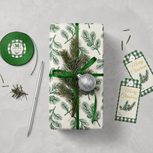 Botanical Pinecone Christmas Wrapping Paper