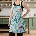 Botanical Pink And Blue Spring Garden Floral Apron<br><div class="desc">Botanical Pink And Blue Spring Garden Floral Apron</div>