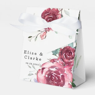 Botanical Pink and Burgundy Floral Wedding Favour Box