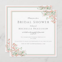 Botanical Pink and Green Boho Bridal Shower Invita