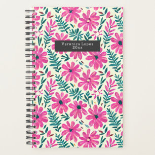 Botanical Pink Daisies Watercolor Planner