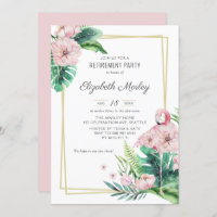 Botanical Pink Flamingo Floral Retirement Party