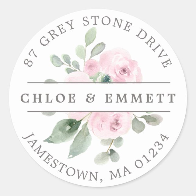 Botanical Pink Floral Return Address Label (Front)