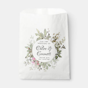 Botanical Pink Floral Wedding Thank You Favour Bags