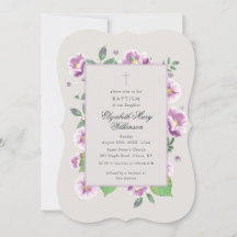 Botanical Pink Flowers Elegant Baptism