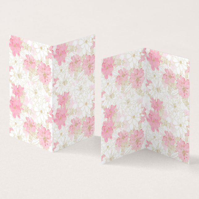 Botanical Pink Gold Flowers Business Card (Inside and Outside)