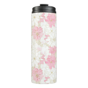 Botanical Pink Gold Flowers Thermal Tumbler