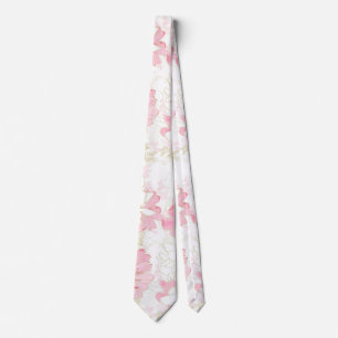 Botanical Pink Gold Flowers Tie