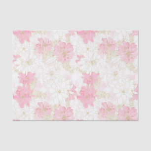 Botanical Pink Gold Flowers Tissue Paper