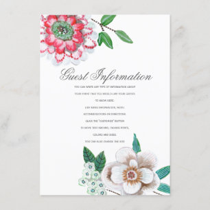 Botanical Pink green Floral Guest Information card