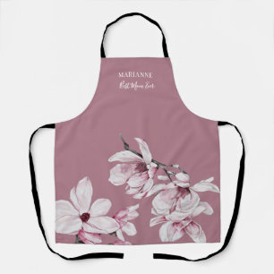 Botanical Pink Magnolia Best Mum Ever Apron