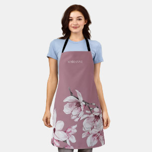 Botanical Pink Magnolia Custom Apron