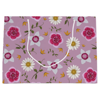 Botanical Pink Modern Wildflower Large Gift Bag