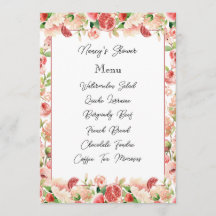 Botanical Pink Summer Fruits and Flowers Menu Card