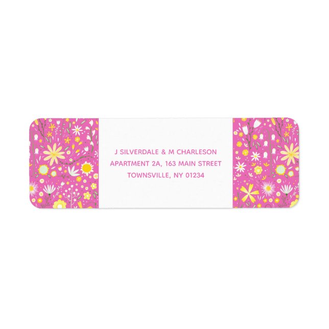 Botanical Pink Wildflower Floral Return Address (Front)