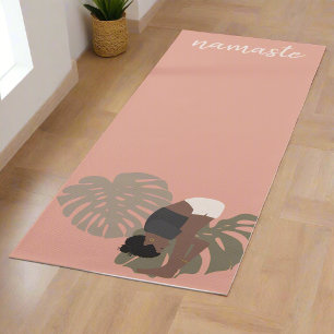 Botanical Pink Women Poses Namaste Yogi Nature  Yoga Mat