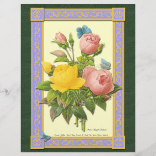 Botanical Pink Yellow Roses Custom Flyer