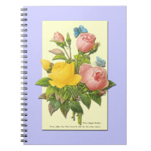 Botanical Pink Yellow Roses Notebook