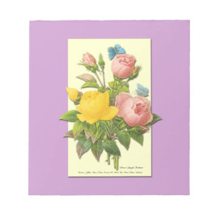 Botanical Pink Yellow Roses Notepad