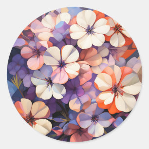 Botanical Plant Abstract Phlox Floral Classic Round Sticker