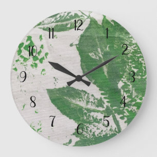 Botanical Plant Print Green Nature Art Large Clock