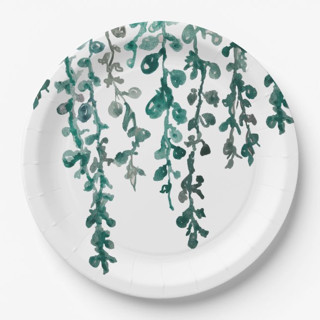 Botanical Plant Print Tropical Painting Paper Plate (Front)