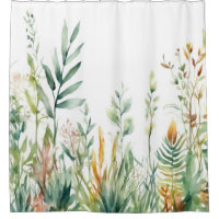 Botanical Plants Green White Design 311