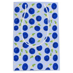Botanical Plums Collection Blue Medium Gift Bag