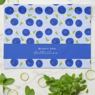 Botanical Plums Collection Blue Tea Towel
