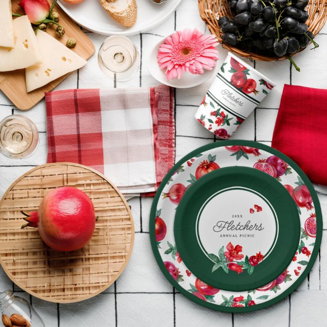 Botanical Pomegranate Flower Paper Plate (Creator Uploaded)