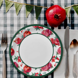 Botanical Pomegranate Paper Plate