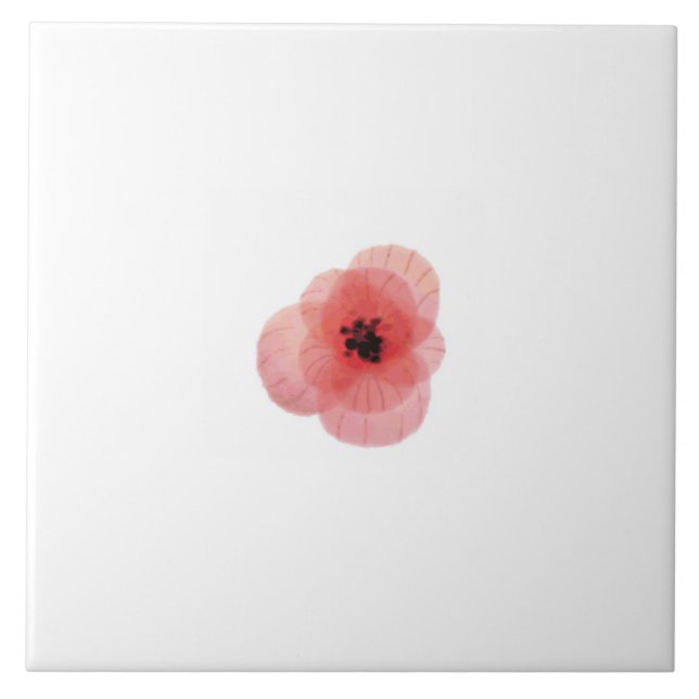 Botanical Poppy Floral Tile (Front)