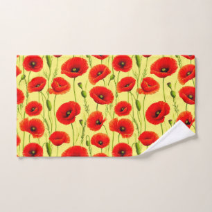 Botanical Poppy Flowers For Fresh Bathroom Decor Hand Towel