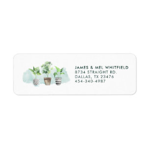 Botanical Potted Plants Chic Return Address