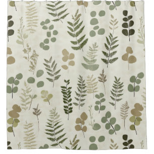 Botanical Pressed Leaves Pattern – Fern Print (3) Shower Curtain