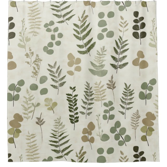 Botanical Pressed Leaves Pattern – Fern Print (3) Shower Curtain (Front)