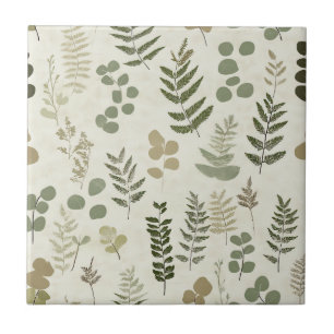 Botanical Pressed Leaves Pattern – Fern Print (3) Tile
