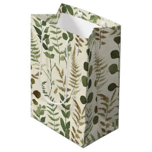 Botanical Pressed Leaves Pattern – Fern Print Medium Gift Bag