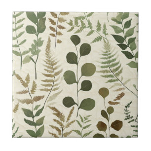 Botanical Pressed Leaves Pattern – Fern Print Tile