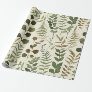 Botanical Pressed Leaves Pattern – Fern Print Wrapping Paper