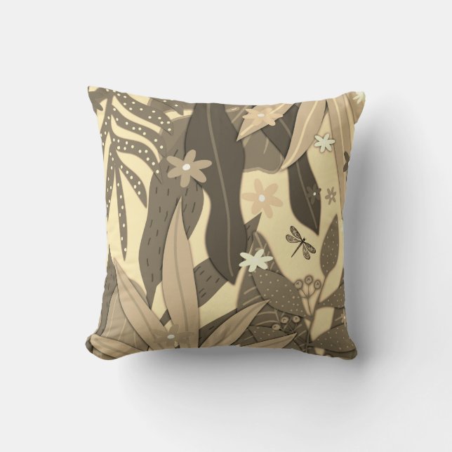 Botanical Print #12 Sepia Cushion (Front)
