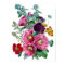 Botanical Print - Hollyhocks & Roses