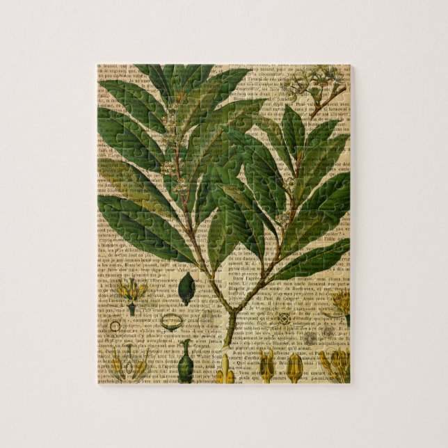 Botanical print on old book page jigsaw puzzle (Vertical)