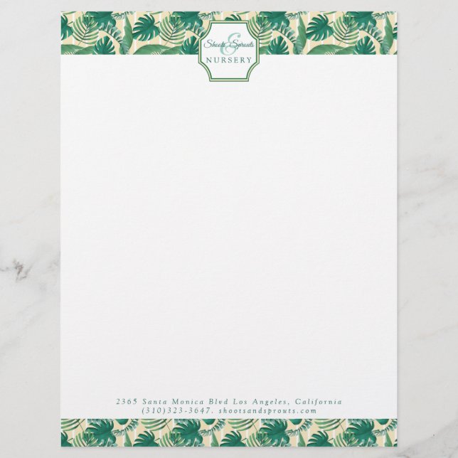 Botanical Print Stationery, Garden Business Custom Letterhead (Front)